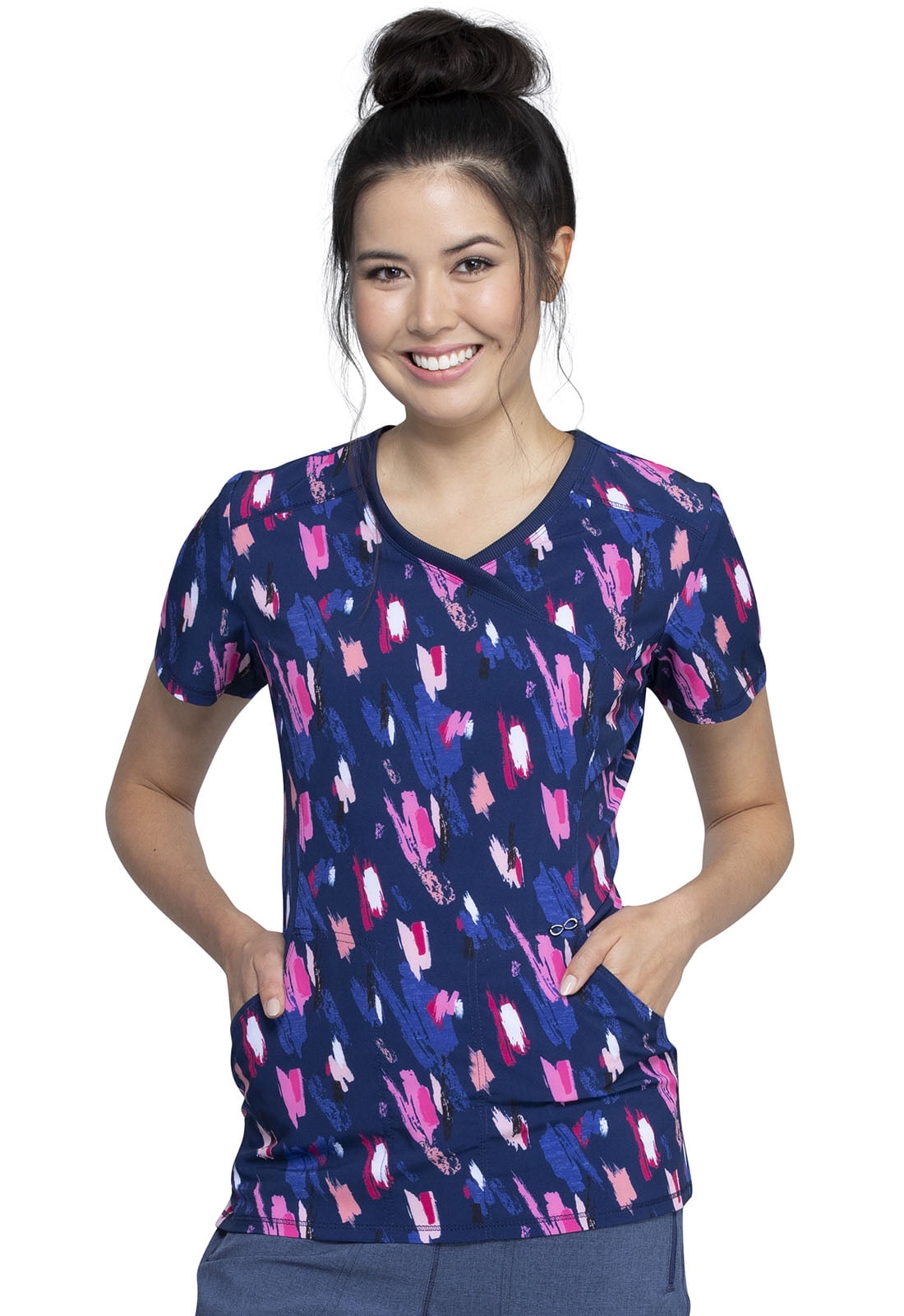Cherokee Cherokee Infinity Scrubs Top for Women Mock Wrap CK608, M