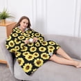 thumbnail image 5 of Oversized Wearable Blanket Hoodie,Black Sunflower Pattern Sherpa Blanket Hoodie with Super Pockets,Super Warm Fuzzy Pullover for Women & Men, 5 of 6