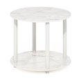 thumbnail image 5 of Furinno Turn-N-Tube Toolless Assembly Round Coffee Table, 2-Tier White Coffee Table with Open Shelf, Side Table, for Living Room, Bedroom, Home Office, Light Marble, 5 of 5