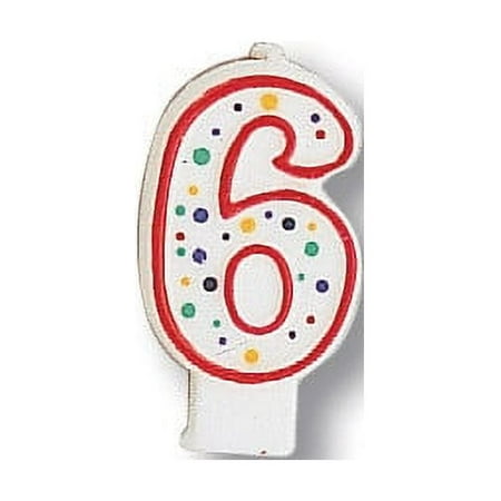 Party Central Polka Dot Numeral 6 Birthday Party Candles - 3" - White and Red - Pack of 6