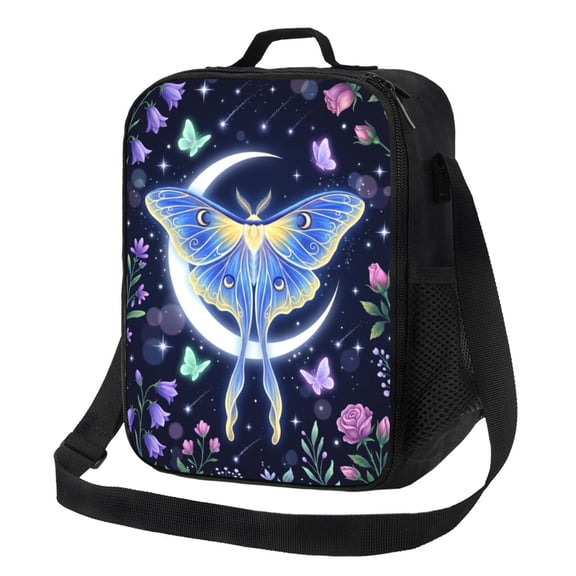 Butterfly Insulated Lunch Bag For Women Boho Ethnic Reusable Lunch Tote Therma Cooler Bag With Shoulder Strap Lunch Box For Work Office Picnic Meal Prep Bag