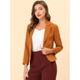 thumbnail image 2 of INSPIRE CHIC Chaqueta abierta de la chaqueta del traje de la cosecha del trabajo de la oficina del frente de las mujeres Caramelo-Sólido XL, 2 of 6