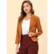 thumbnail image 2 of INSPIRE CHIC Chaqueta abierta de la chaqueta del traje de la cosecha del trabajo de la oficina del frente de las mujeres Caramelo-Sólido S, 2 of 6