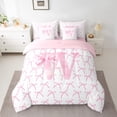 thumbnail image 2 of Erosebridal Letter Bow Bedding Sets Twin Size,Monogrammed Initial Comforter Sets with Sheets,Dreamy Room Decorative,Reversible,7pcs, 2 of 5