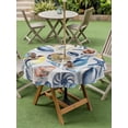 thumbnail image 5 of Outdoor Tablecloth with Umbrella Hole Zipper Ocean Coastal Round Tablecloth 54" Waterproof Outside Table Cloth Summer Nautical Starfish Conch Shells Patio Table Cover Tablecloths for Picnic Party, 5 of 8