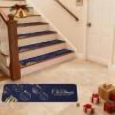 Cameland Christmas Green Plants Snowflake Stair Tread Mat