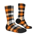 thumbnail image 3 of Uemuo Orange Plaid Pattern Women's Crew Socks, Soft Durable Breathable Moisture-Wicking with Odor Control Cotton socks, 3 of 9