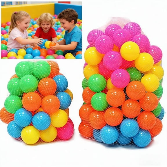 Mixed Color Ball Pit Balls 100Pcs, Non-Toxic Eco-Friendly Plastic, Soft Lightweight Toy Balls for Playhouse Playpen Bounce House