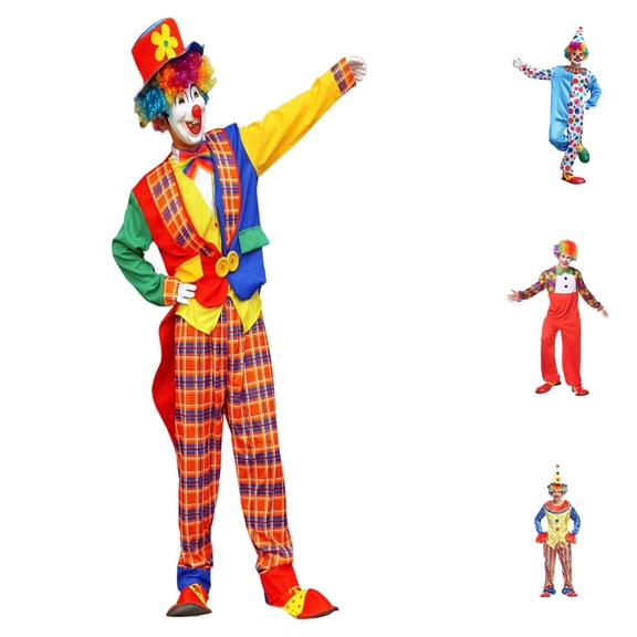 KKBOTIVE Adult Carnival Clown Outfit Set - Ruffle Carnival Party Funny Attire Unisex Outfits for Men Women Festive Clothing with 1Pc Jumpsuit ( Red Size: M )