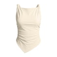 thumbnail image 6 of BUIGTTKLOP Tank Tops for Women Summer Sleeveless Twist Straps Slim Fitted Ruched Asymmetrical Tops Going out Top Resort Wear, 6 of 7