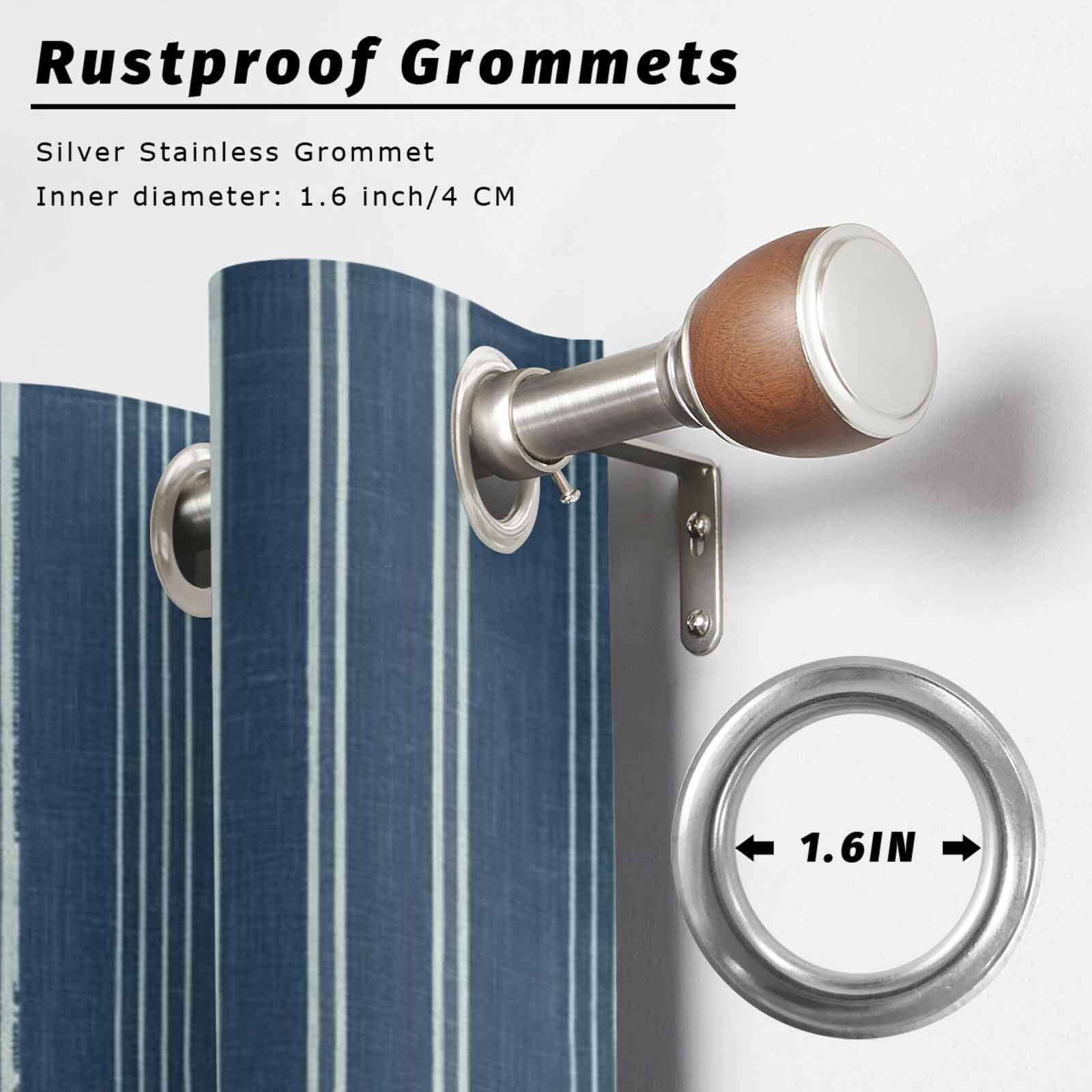 Navy Blue Striped Outdoor Curtains for Patio, Minimalism Stripes Modern Vintage Farmhouse Abstract Sunshade Privacy Drapes Grommet Waterproof Outside Curtains for Porch Balcony 54"x108", 1 Panel