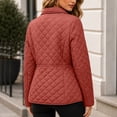 thumbnail image 4 of EOYWHK Puffer Jacket for Women Soft Warm Notch Collar Snap Button Solid Color Long Sleeve Winter Coats Red XL, 4 of 7