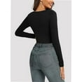 thumbnail image 4 of Womens Long Sleeve Square Neck Tops Fashion Slim Fit Tees Shirts, 4 of 5