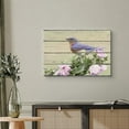 thumbnail image 2 of wall26 Canvas Print Wall Art Blue Bird Sitting on Flower Branch Animals Wildlife Wood Panels Photography Rustic Scenic Colorful Multicolor Cool Zen for Living Room, Bedroom, Office - 24"x36&quot, 2 of 5