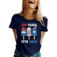 thumbnail image 3 of 250 Anniversary Usa Shirt Summer Tops for Women Graphic Tees Stylish Printed Short Sleeve Round Neck Comfortable Casual Daily Everyday Wear Navy, 3 of 5