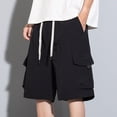 thumbnail image 6 of Men Cargo Shorts Pack Plus Size Cargo Shorts for Men, Fashion Elastic Waist Casual Shorts with Multi Pocket, Loose Hiking Sports Short Pants Black L, 6 of 8