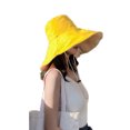 thumbnail image 4 of Sombrero de pescador de doble cara para mujer, estilo japonés de verano, 15 cm, ala grande, para viajes, parasol, protección solar, sombrero de lavabo con protección UV, 4 of 6