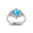 thumbnail image 3 of HeartsAndYou 2.2ct Natural Aquamarine Diamond Flower Milgrain Halo Ring 14k SOLID White Gold, 3 of 9