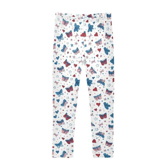 joogoo Girls' Leggings America Butterfly Hearts Stars Yoga Pants 6T