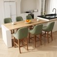 thumbnail image 4 of Daluvenix 26 Inch Counter Height Bar Stools Set of 4, Upholstered Barstools with Back, Solid Wood Legs, Chenille Wide Seat Upholstery Modern Counter Stools for Kitchen Island, Green, 4 of 8
