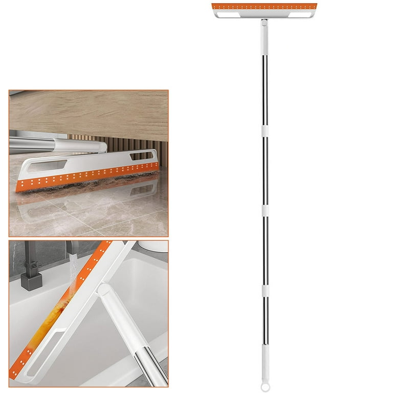 Floor Squeegee 56in Household Broom with 4 Removable Poles 180-Degree Adjustable Knuckle Joint Floor Wiper for Shower Bathroom Kitchen Water Foam