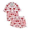 thumbnail image 6 of Kcolen Womens Silk Pajamas Set Valentine’s Day 2 Piece Pj Set Womens Pajamas Shorts Set Button Down Pajamas Women Cute Men and Women Matching Pajamas Women's Loungewear Sets, 6 of 6