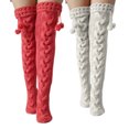 thumbnail image 6 of TINYSOME Women Winter Chunky Cable Knit Thigh High Socks Cute Plush Ball Bowknot Over Knee for Extra Long Stockings Boot Cover Solid Color Leg Warmers, 6 of 13