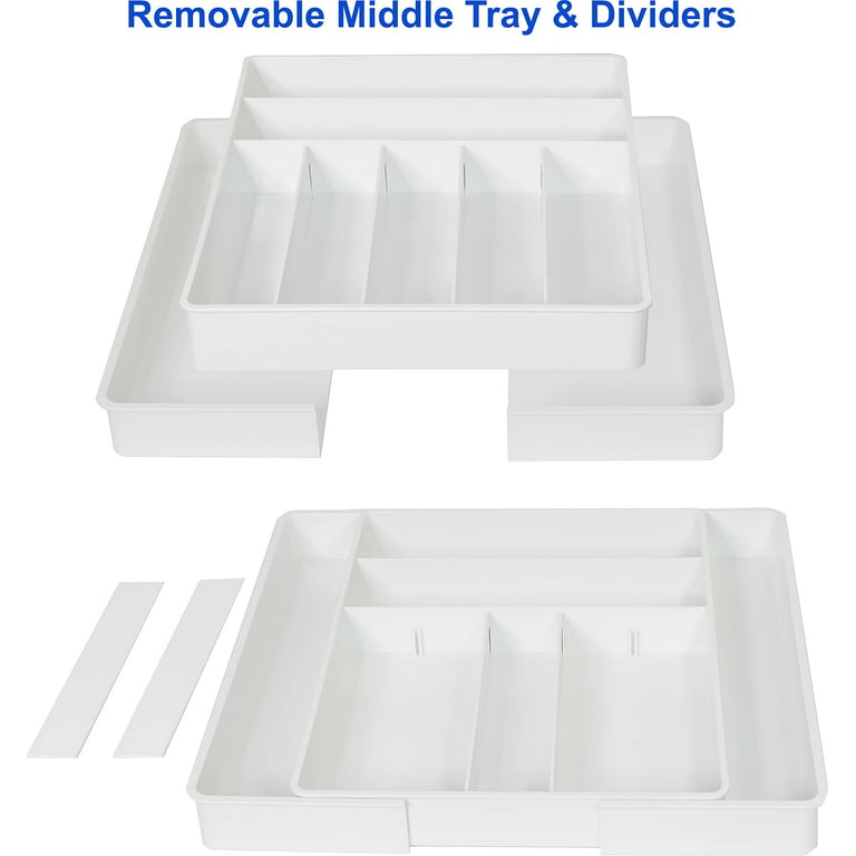 SimpleHouseware Drawer Organizer Tray with 9 Adjustable Compartments, White