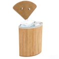 thumbnail image 1 of QinaQin Cesto esquinero para ropa con tapa, capacidad de 58 L, estructura plegable de bambú con bolsa lavable para recámara o baño, 1 of 8