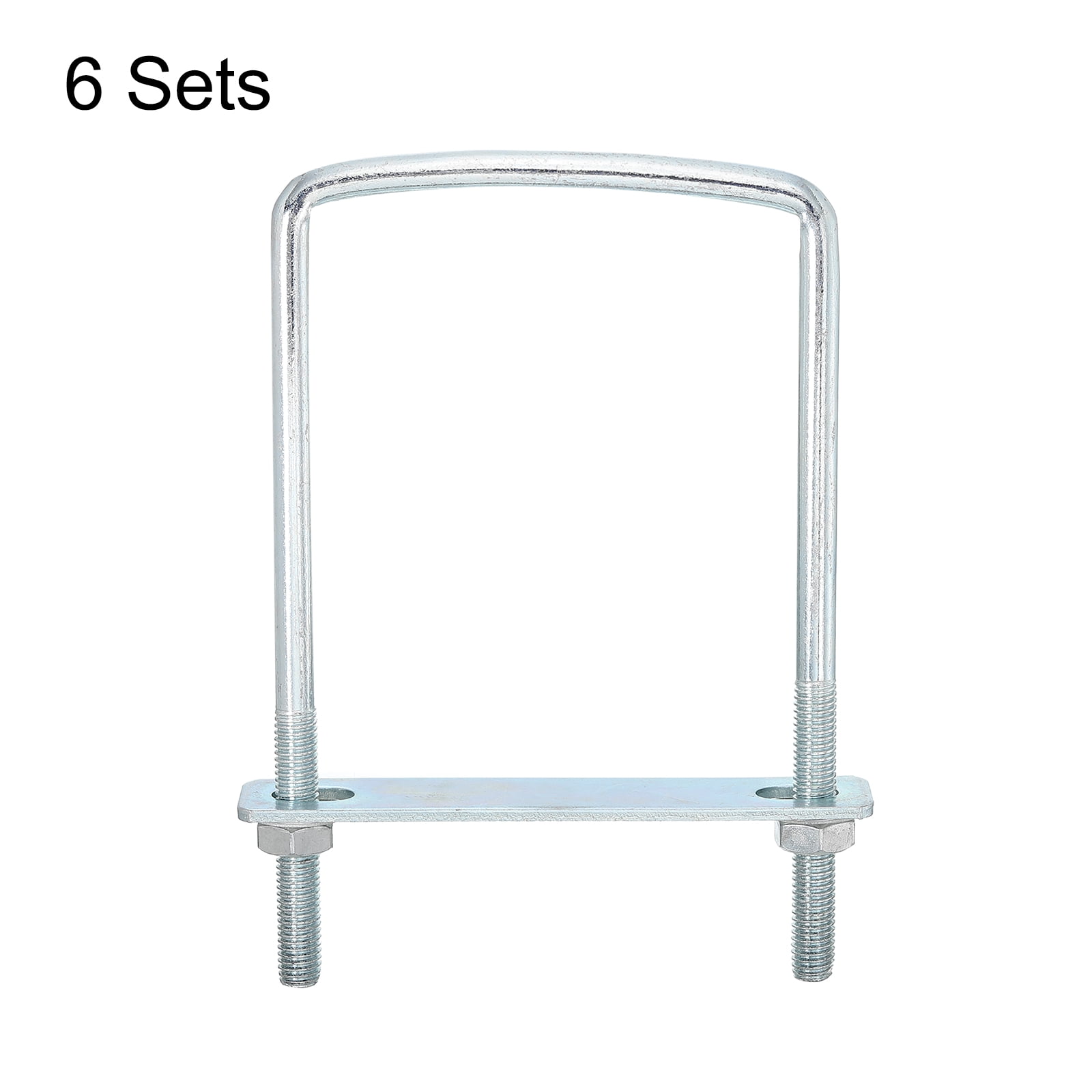 Square U-Bolts, 6Sets 102mm Inner Width 178mm Length 3/8" with Nuts and Plates