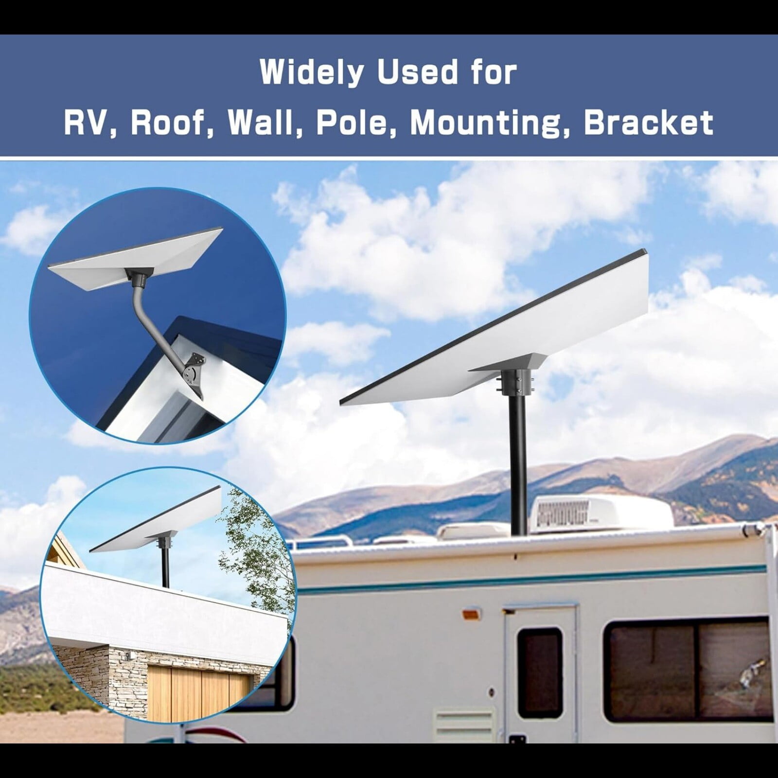 Starlink Gen 3 Mount for Roof, RV & Wall – Heavy-Duty Pipe Adapter Bracket with Cable Clips, Anti-Rust Durable Starlink Gen3 Mounting Kit for Outdoor & Mobile Installation