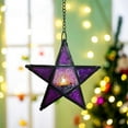 thumbnail image 4 of ToyKingdee Stained Glass Star Shape Lantern Hanging Candle Holder Star Tealights Candle Holder Moroccan Lantern Ornaments for Independence Day, 4 of 6