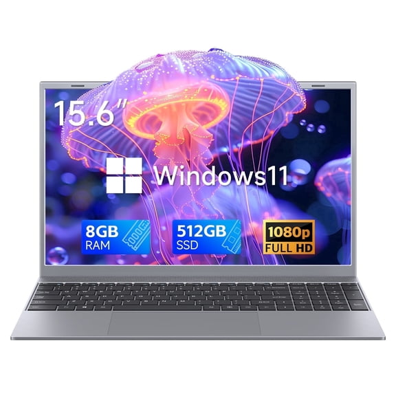 ZARSU 15.6" Windows Laptop, 8GB RAM 512GB SSD, Intel Pentium J3710 Quad-Core, 1080P IPS Laptop Computer for Students and Business (Silver)