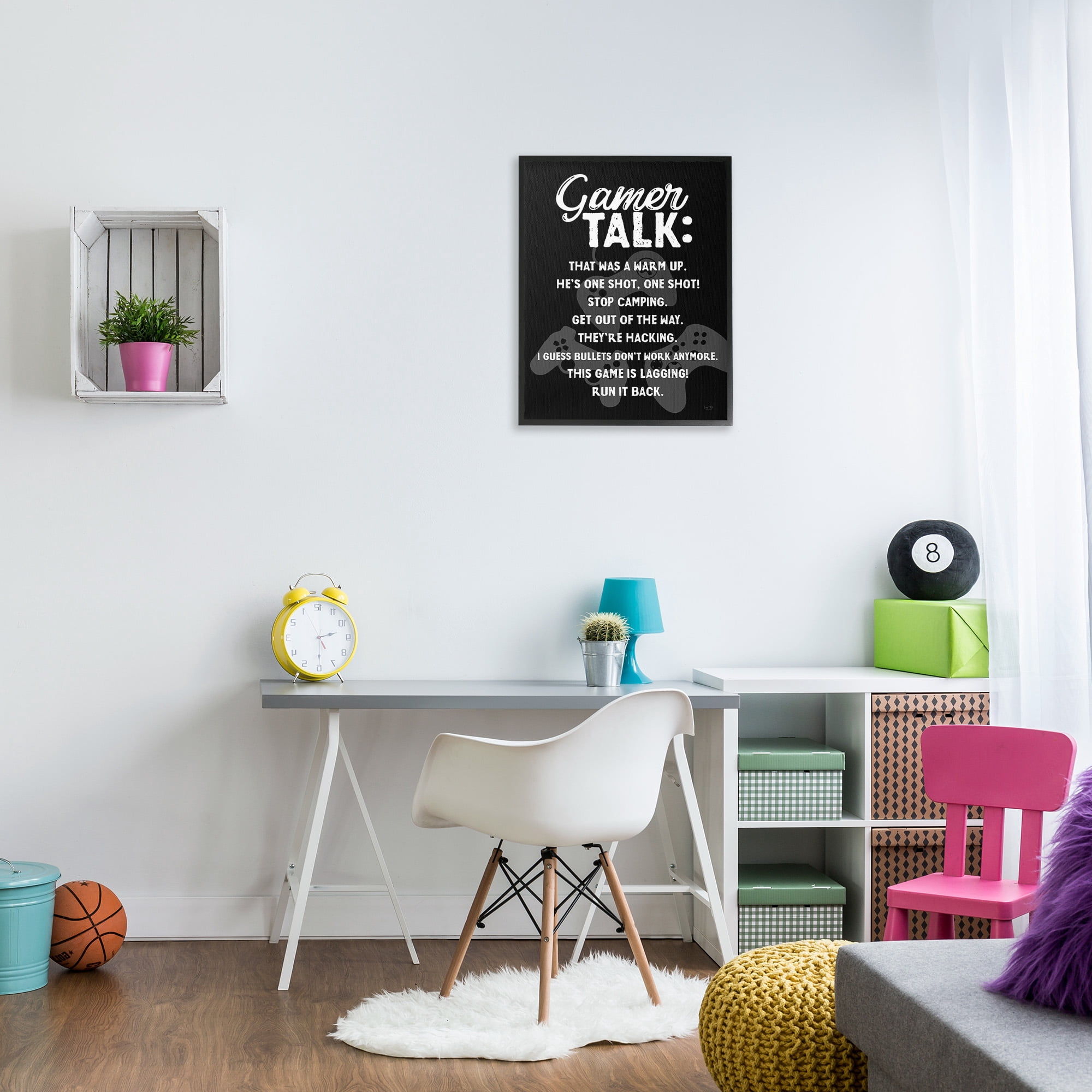 Stupell Industries Gamer Talk Phrases Typography Painting Black Framed Art Print Wall Art, 24 x 30