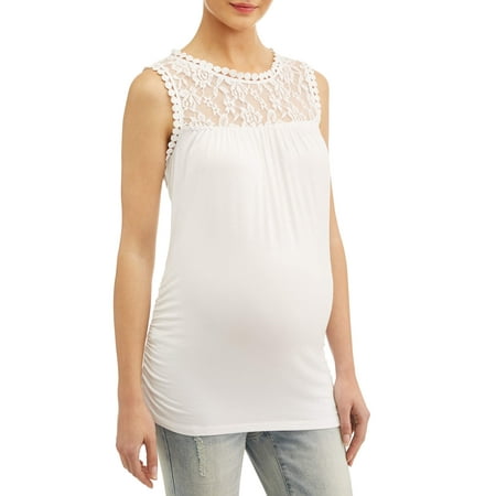 - Liz Lange MaternityMaternity short sleeve top with lace yoke & sleeves