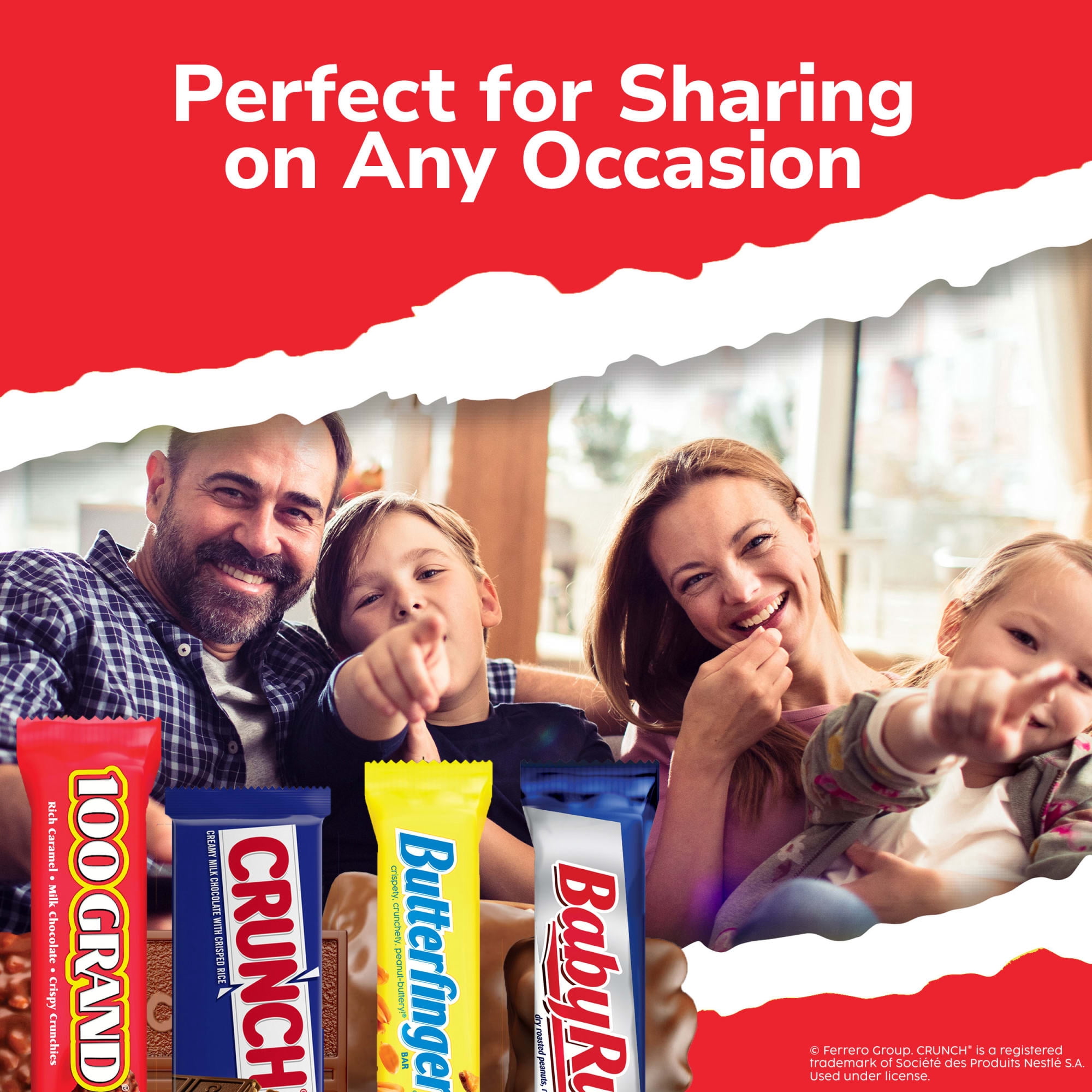 (4 pack) Assorted Butterfinger, Crunch, Baby Ruth, and 100 Grand Full Size Chocolates, 18 count, 31.2 oz
