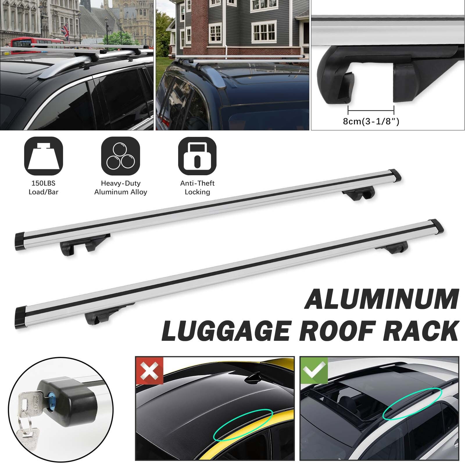 For Pontiac Montana Van 53" Roof Rack Cross Bars Luggage Cargo Kayak Carriers