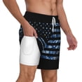 thumbnail image 3 of Picia Navy Camouflage American Flag pattern Mens Swim Trunks with Compression Liner Stretch Beach Shorts Quick Dry with Zipper Pockets No-Chafing Board Shorts-Large, 3 of 9