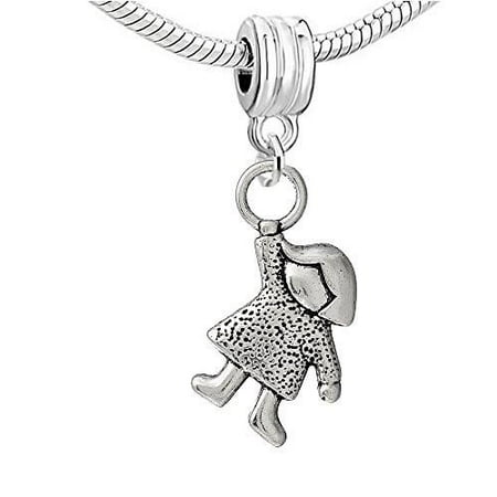 May Bead Girl Charm - Little Girl Swinging European Charm European Bead Compatible for Most European Snake Chain Bracelet