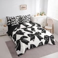 thumbnail image 3 of jejeloiu Cartoon Bow Tie 7-Piece Twin Bedding Sets,White Black Bedding Comforter Set For Girls Reversible, 3 of 8