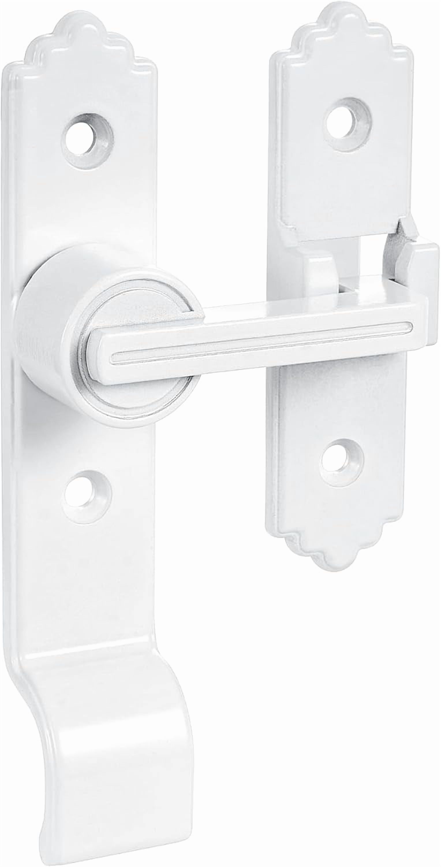2 Packs 180 Degree White Barn Door Lock, Flip Gate Latch with Handle, Heavy Sliding Door Latches, Door Security Sliding Latch Lock for Cabinets, Bathroom, Garden, Window, Garage