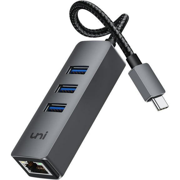 USB-C to Ethernet Adapter, USB C HUB Ethernet 1Gbps with USB 3.0 4IN1, [Thunderbolt 4/3 Compatible] USB C to Network Adapter for MacBook Pro/Air, iPad Pro, Surface Laptop, Chromebook, etc
