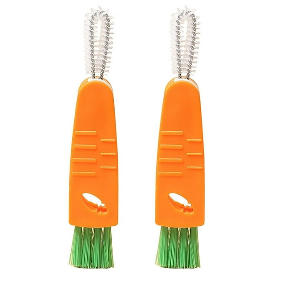 Holloyiver 2 PCS 3 in 1 Tiny Bottle Cup Lid Detail Brush, Straw Cleaner Tools Water Bottle Cleaning Crevice Brush for Bottles, Carrot Clean Brushes for Nursing Bottle Cups Cover