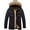 Black, variant on Fjofpr Winter Jackets for Men Clearance Winter Jackets for Men with Hood Men Hooded Long Sleeve Zipper Solid Furry Padded Jacket Added Wool Warm Winter Coat
