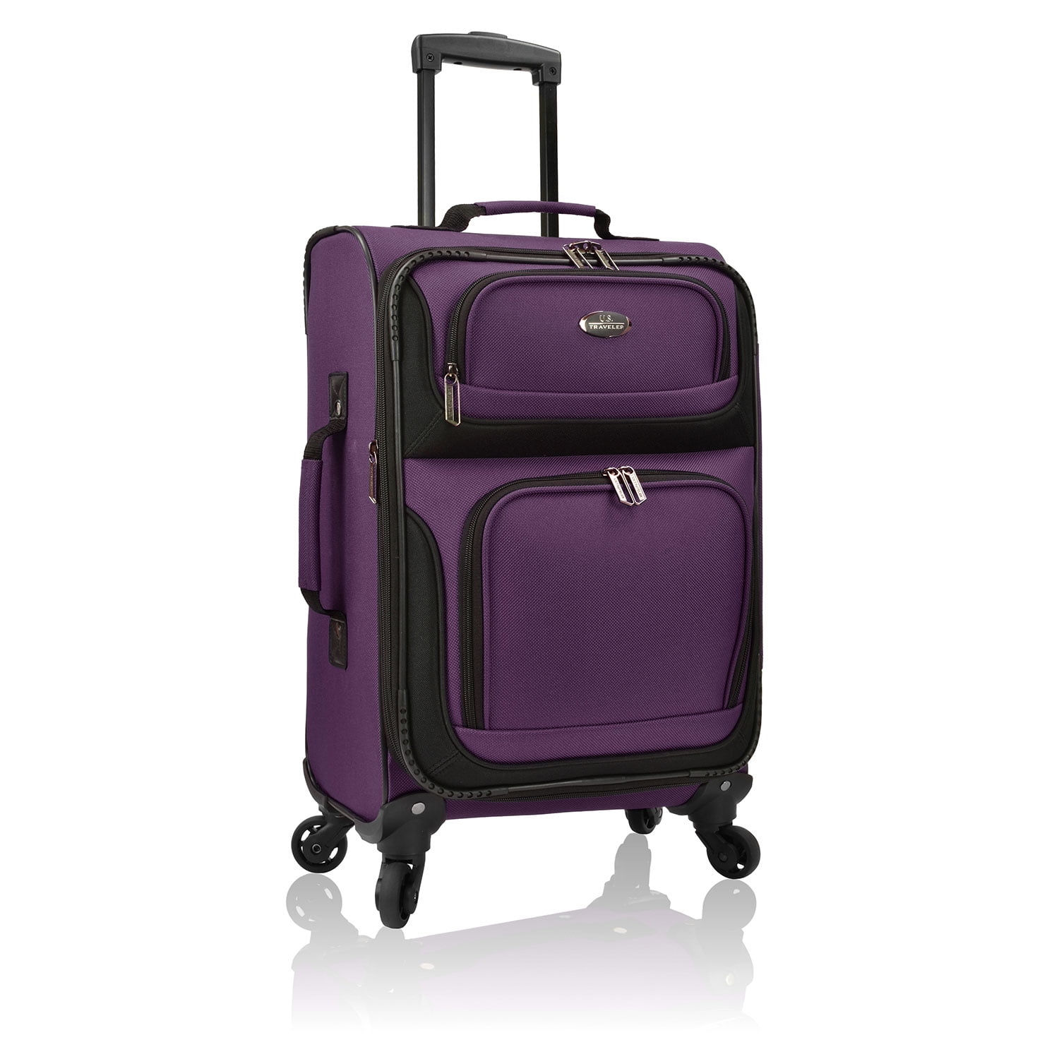 U.S. Traveler Rio Rugged Fabric Expandable Carry-on Spinner Luggage Set w/ Tote, Purple, 2 Piece (21/14)