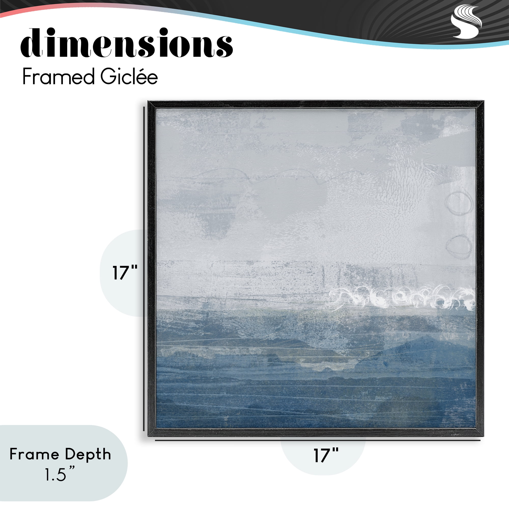 Stupell Industries Ocean Tide Abstract Black Framed Giclee Art, design by Dan Meneely