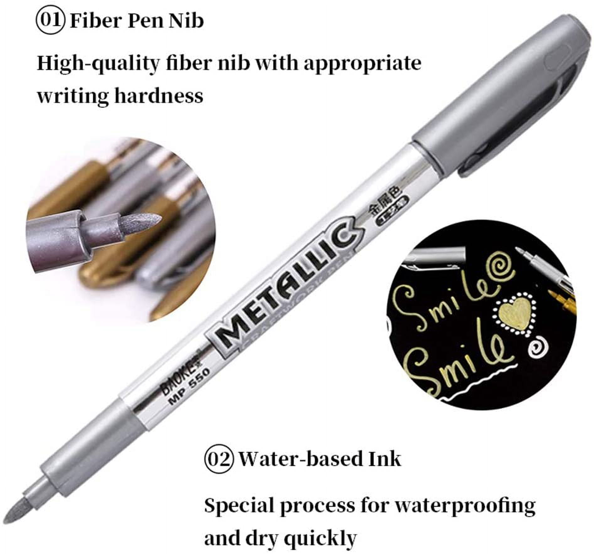 MYARTOOL Metallic Marker Pens, Gold and Silver Metallic Permanent Markers  for Artist Illustration, Crafts, Gift Card Making, Scrapbooking, Fabric,  DIY