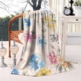 thumbnail image 2 of Pioneer Flower Floral Print Pattern Blanket,Comfortable Soft Lamb Wool Throw Blanket,All Season,Warm Lightweight Blankets for Sofa Bed Couch Living Room Chair,60"x80", 2 of 4