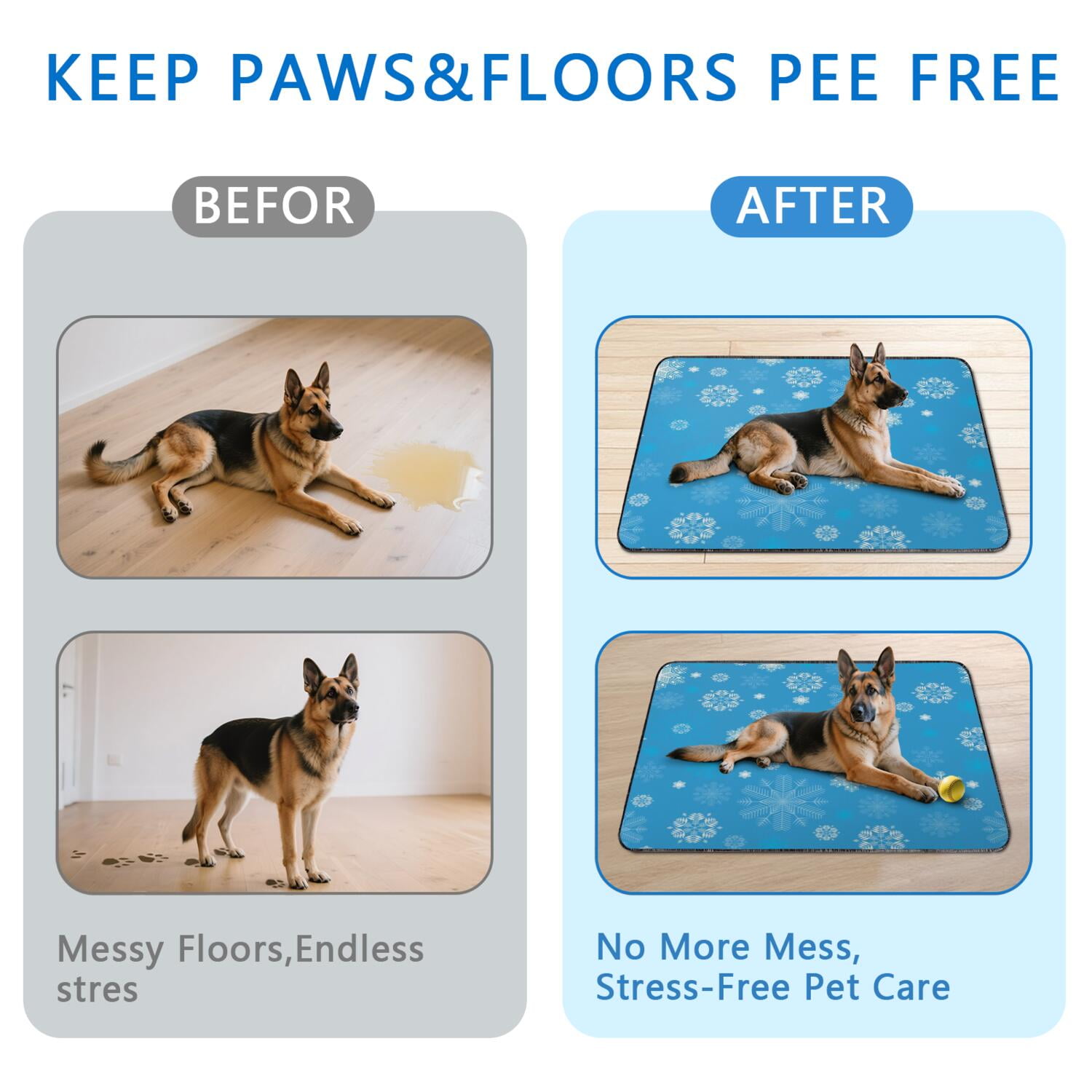 Holiday Themed Reusable Dog Pee Pads 48" x 48", 2-Pack Christmas Washable Puppy Training Mats for Large Whelping and Big Dog Training Uses