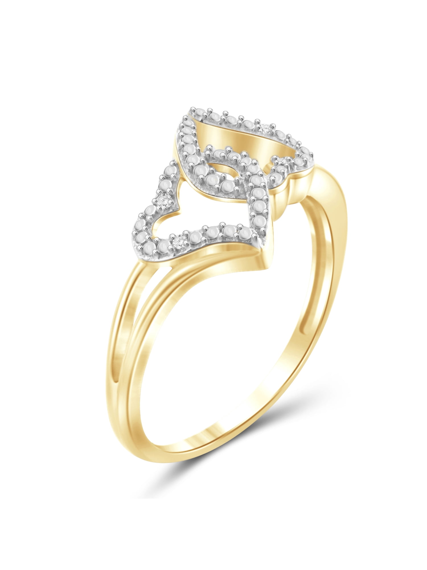 JewelersClub 14K Gold Plated Silver Accent White diamond Open Ring for Women | Diamonds for Everyday Womens Wear